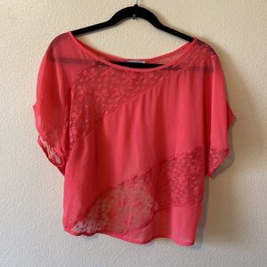 Do & Be Sexy Coral Color Lacey Sheer Oversized Top or Cover up